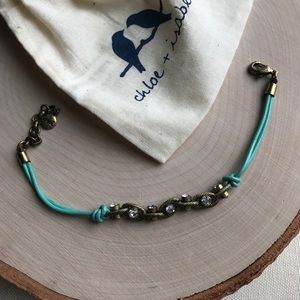 Leather + Crystal Chain Bracelet
